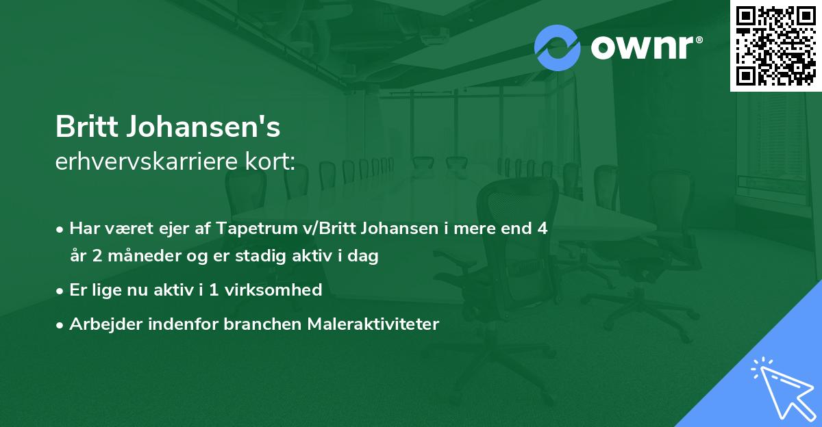 Britt Johansen's erhvervskarriere kort