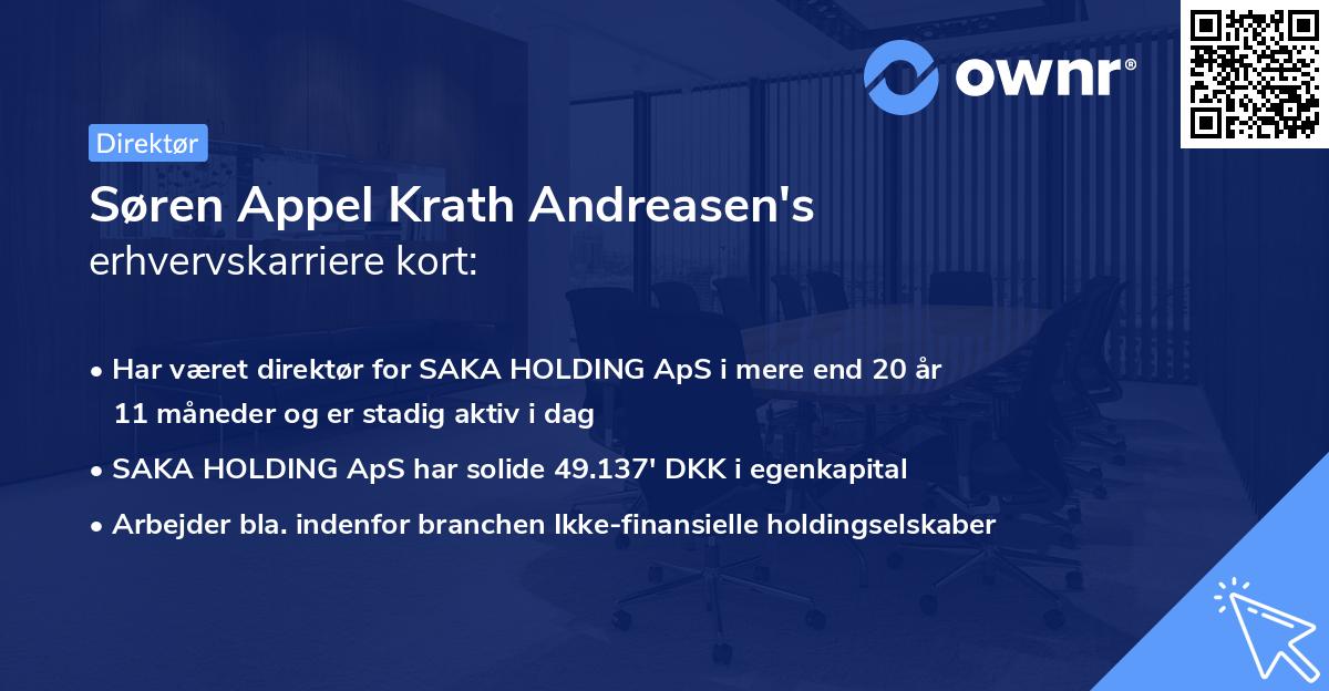 Søren Appel Krath Andreasen's erhvervskarriere kort