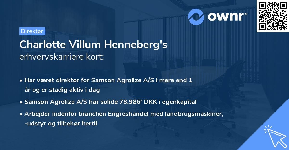 Charlotte Villum Henneberg's erhvervskarriere kort
