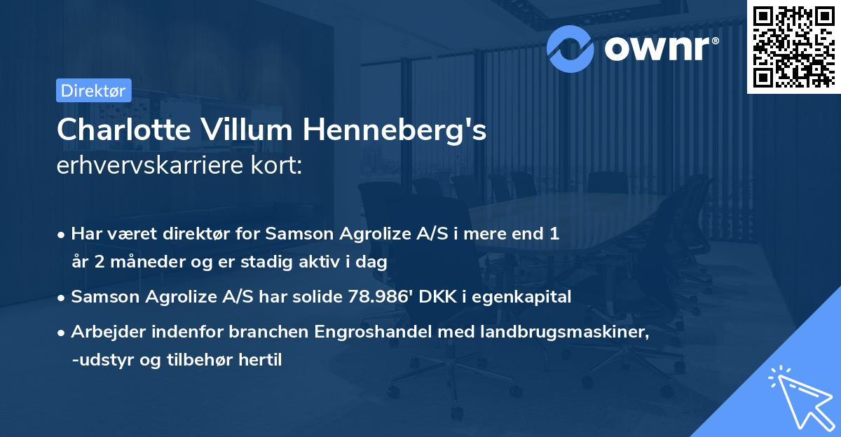 Charlotte Villum Henneberg's erhvervskarriere kort