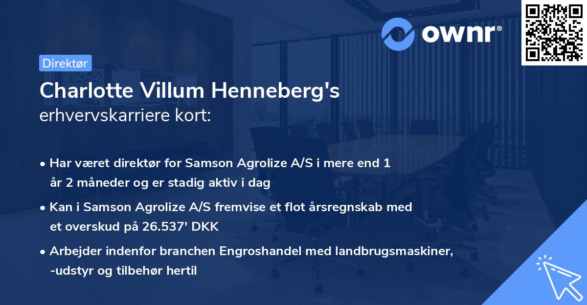 Charlotte Villum Henneberg's erhvervskarriere kort