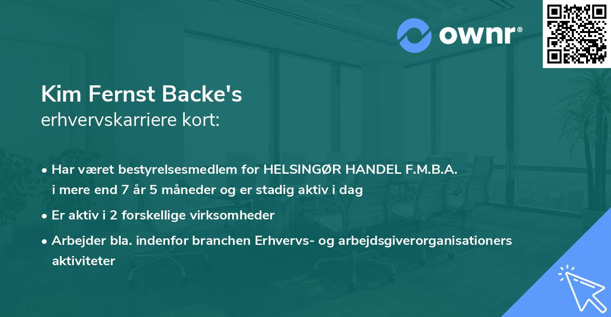 Kim Fernst Backe's erhvervskarriere kort