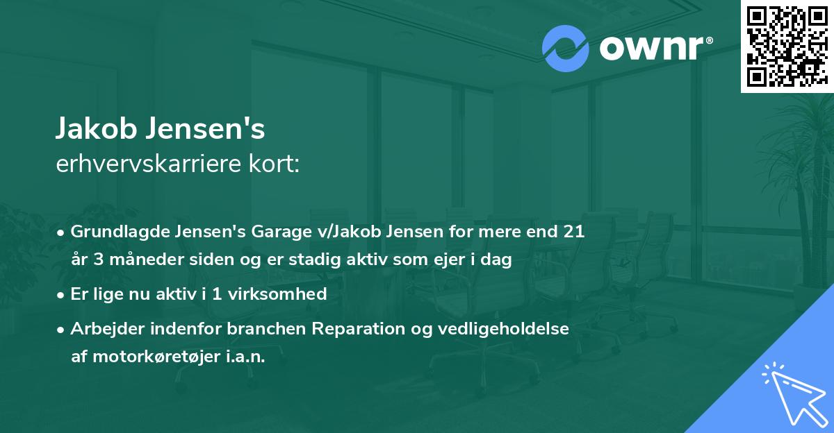 Jakob Jensen's erhvervskarriere kort