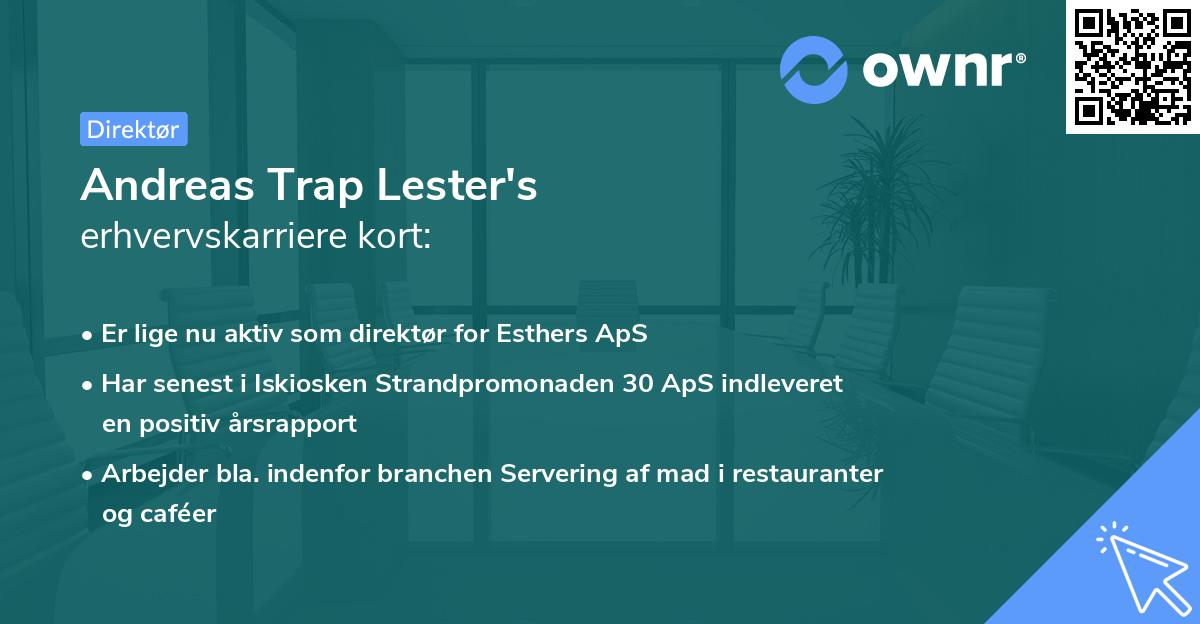 Andreas Trap Lester's erhvervskarriere kort
