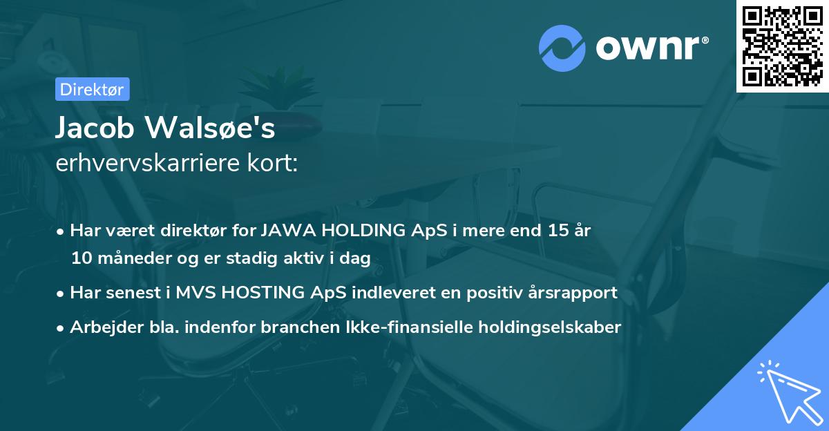 Jacob Walsøe's erhvervskarriere kort