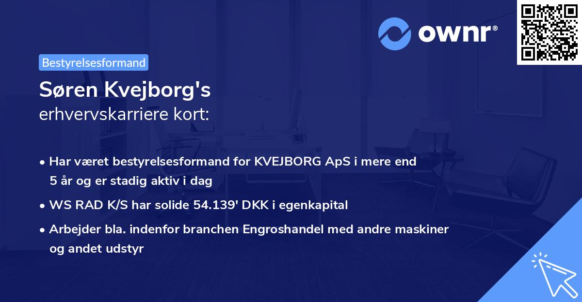 Søren Kvejborg's erhvervskarriere kort