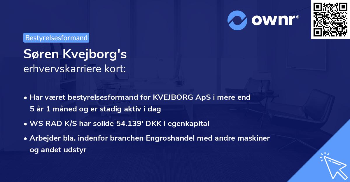 Søren Kvejborg's erhvervskarriere kort