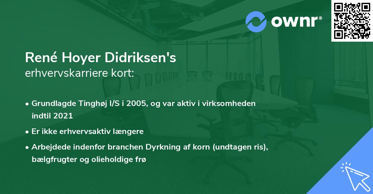 René Hoyer Didriksen's erhvervskarriere kort