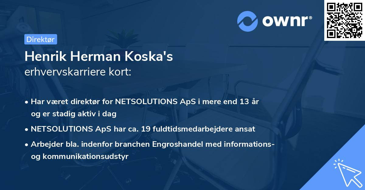Henrik Herman Koska's erhvervskarriere kort