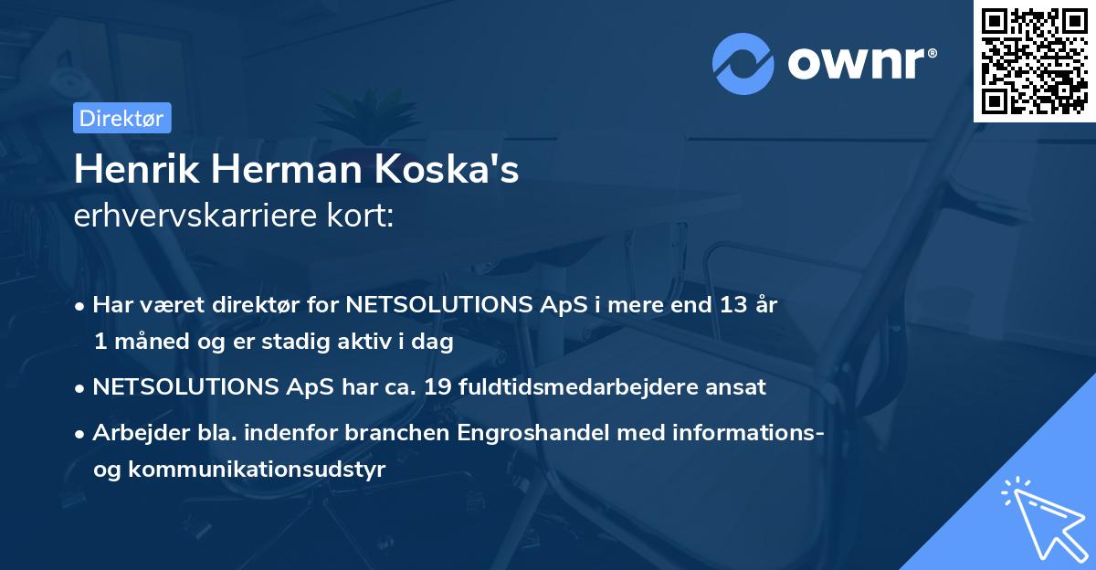 Henrik Herman Koska's erhvervskarriere kort