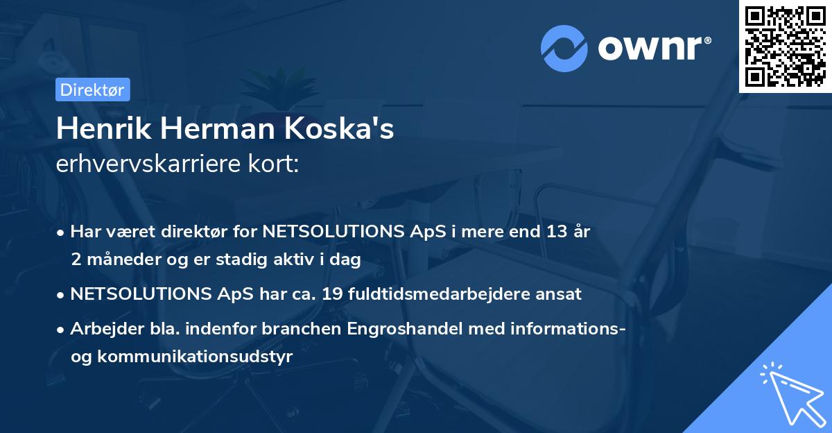 Henrik Herman Koska's erhvervskarriere kort