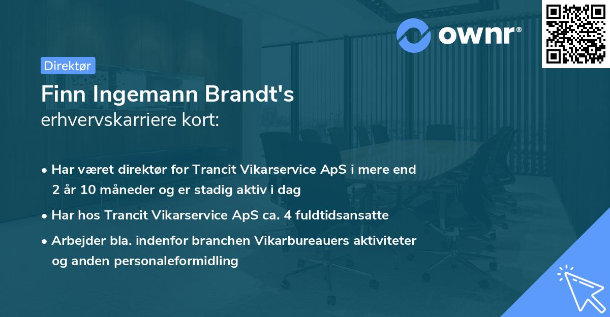 Finn Ingemann Brandt's erhvervskarriere kort