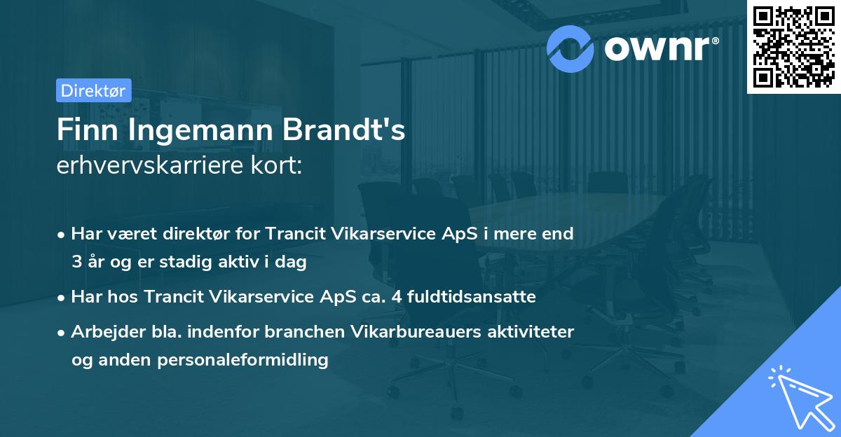 Finn Ingemann Brandt's erhvervskarriere kort