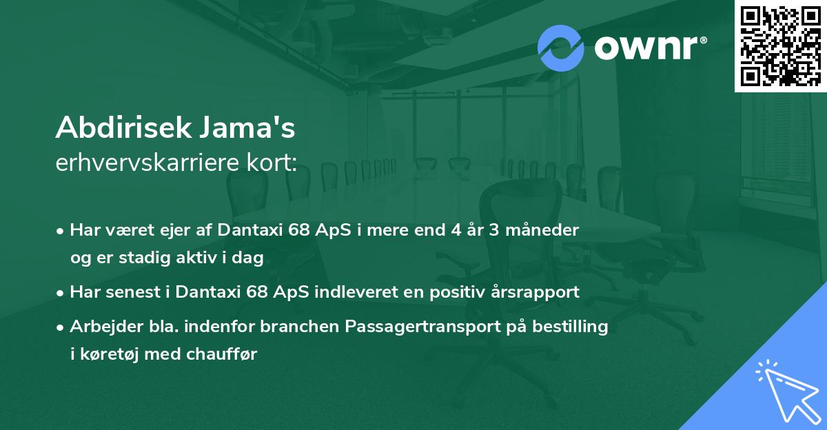 Abdirisek Jama's erhvervskarriere kort