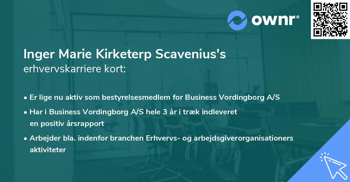 Inger Marie Kirketerp Scavenius's erhvervskarriere kort