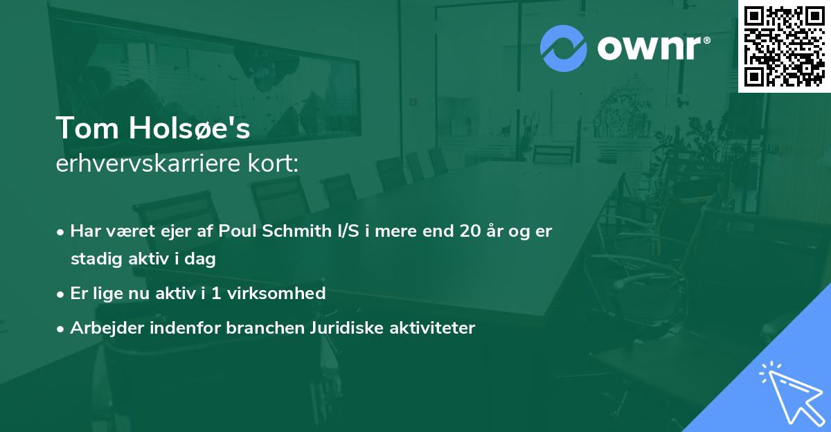 Tom Holsøe's erhvervskarriere kort