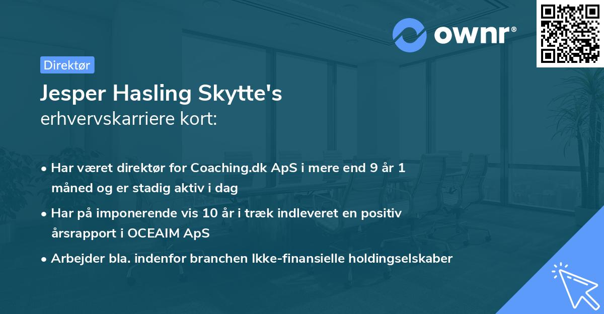 Jesper Hasling Skytte's erhvervskarriere kort