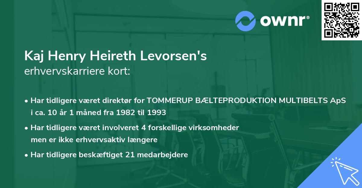 Kaj Henry Heireth Levorsen's erhvervskarriere kort