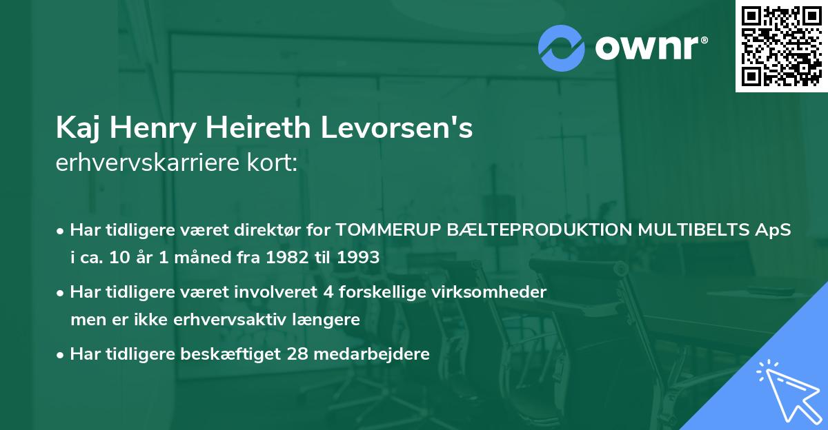 Kaj Henry Heireth Levorsen's erhvervskarriere kort