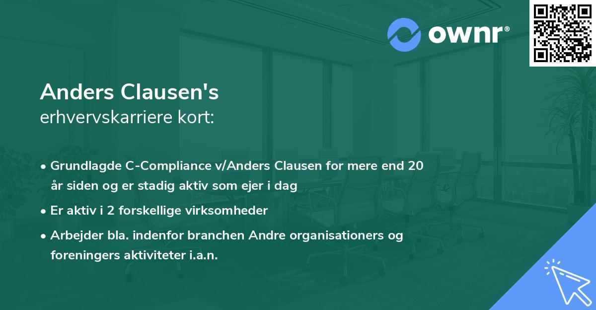 Anders Clausen's erhvervskarriere kort