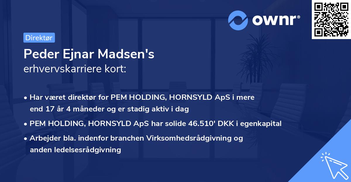 Peder Ejnar Madsen's erhvervskarriere kort