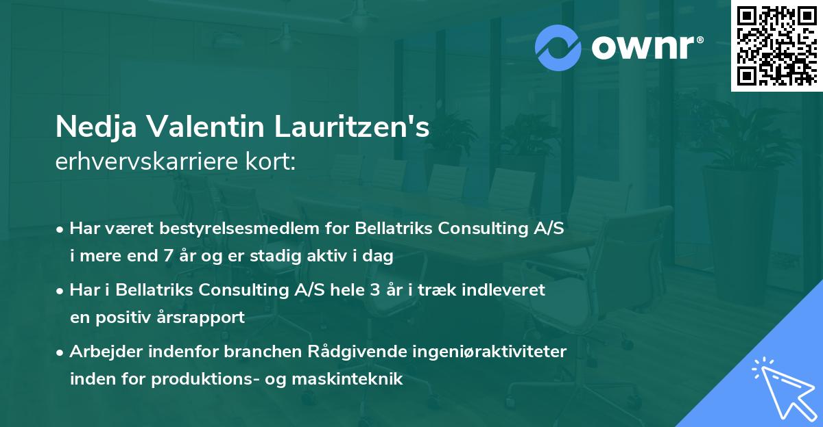 Nedja Valentin Lauritzen's erhvervskarriere kort