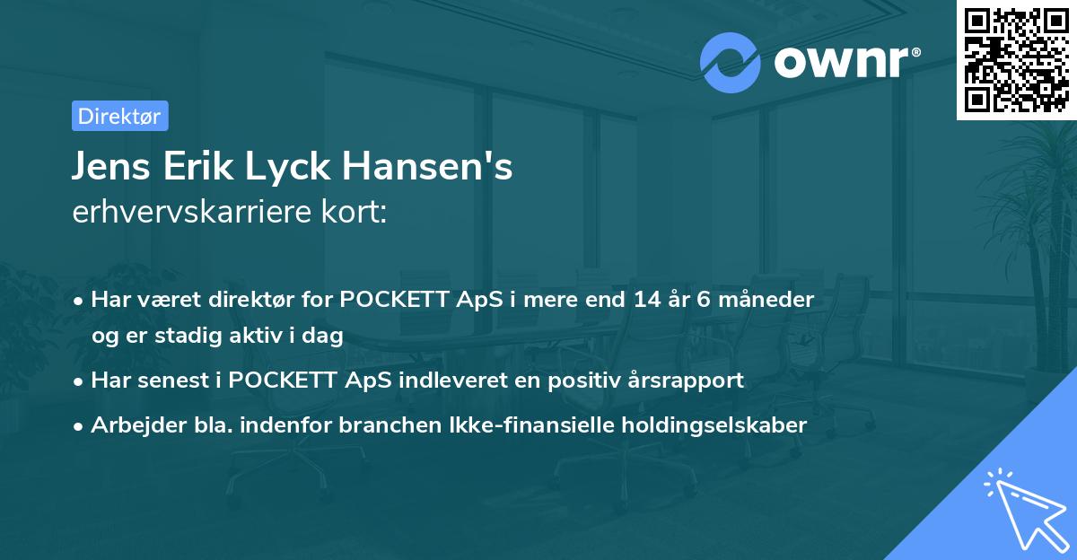 Jens Erik Lyck Hansen's erhvervskarriere kort