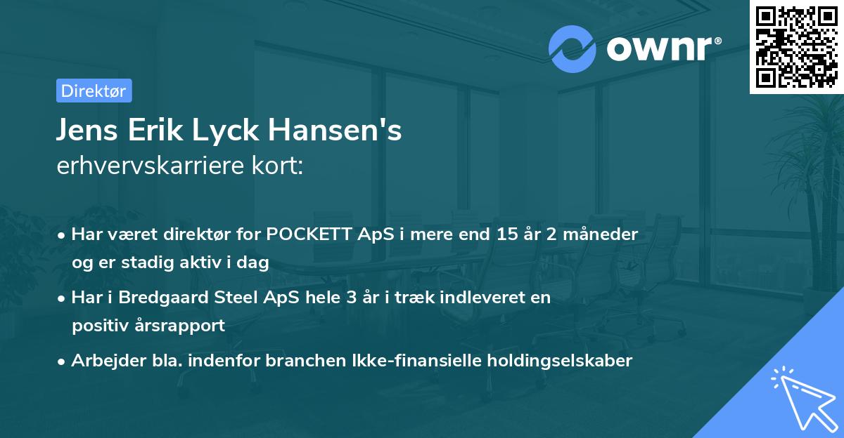 Jens Erik Lyck Hansen's erhvervskarriere kort