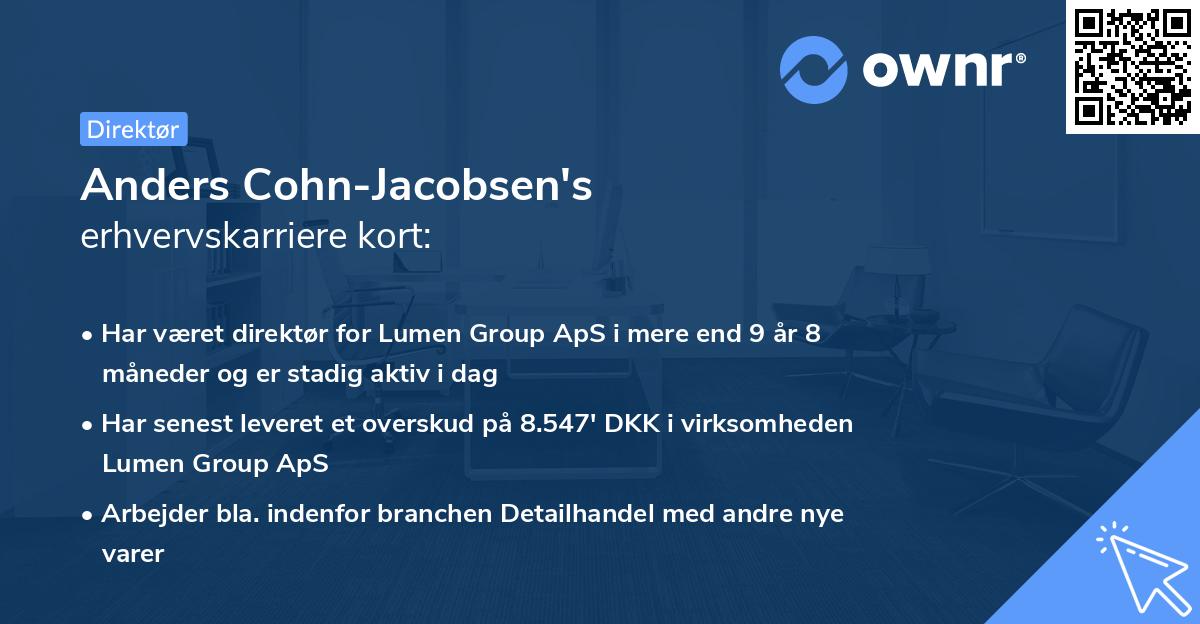 Anders Cohn-Jacobsen's erhvervskarriere kort