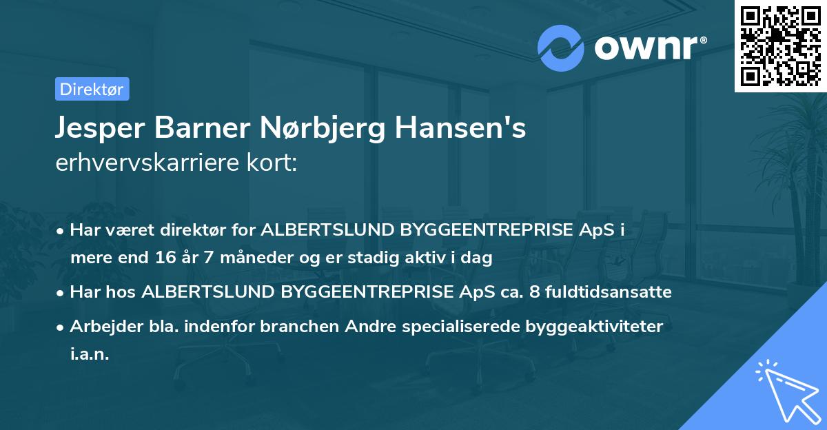 Jesper Barner Nørbjerg Hansen's erhvervskarriere kort