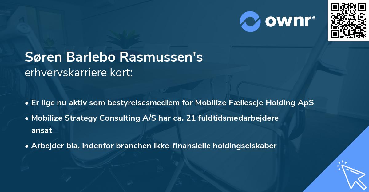 Søren Barlebo Rasmussen's erhvervskarriere kort