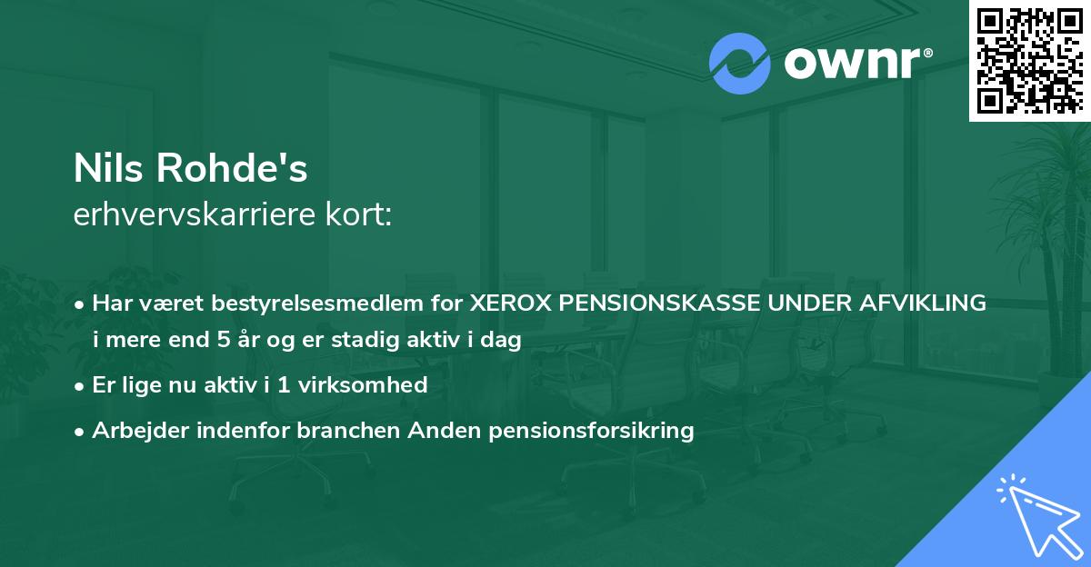 Nils Rohde's erhvervskarriere kort