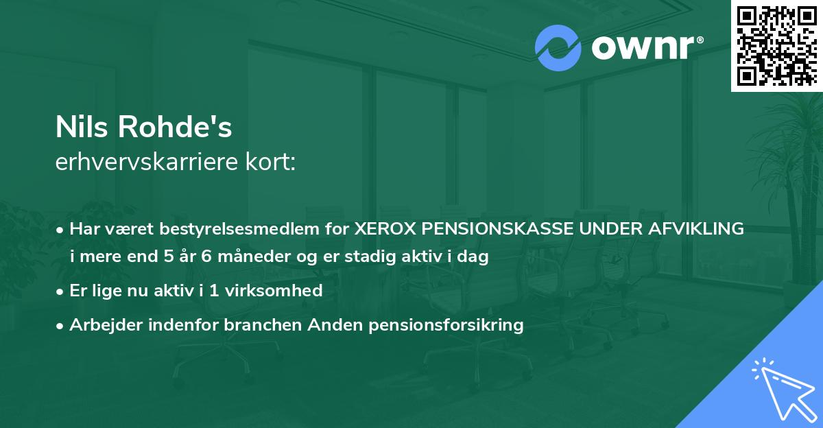 Nils Rohde's erhvervskarriere kort