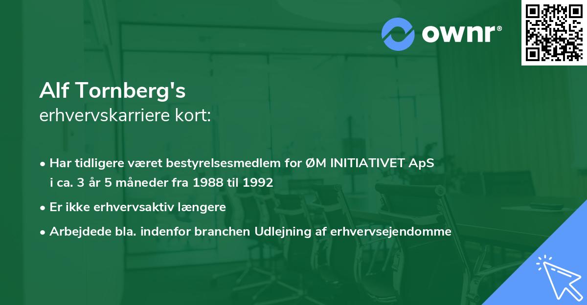 Alf Tornberg's erhvervskarriere kort