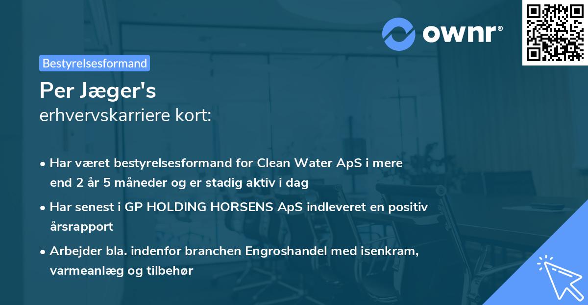 Per Jæger's erhvervskarriere kort