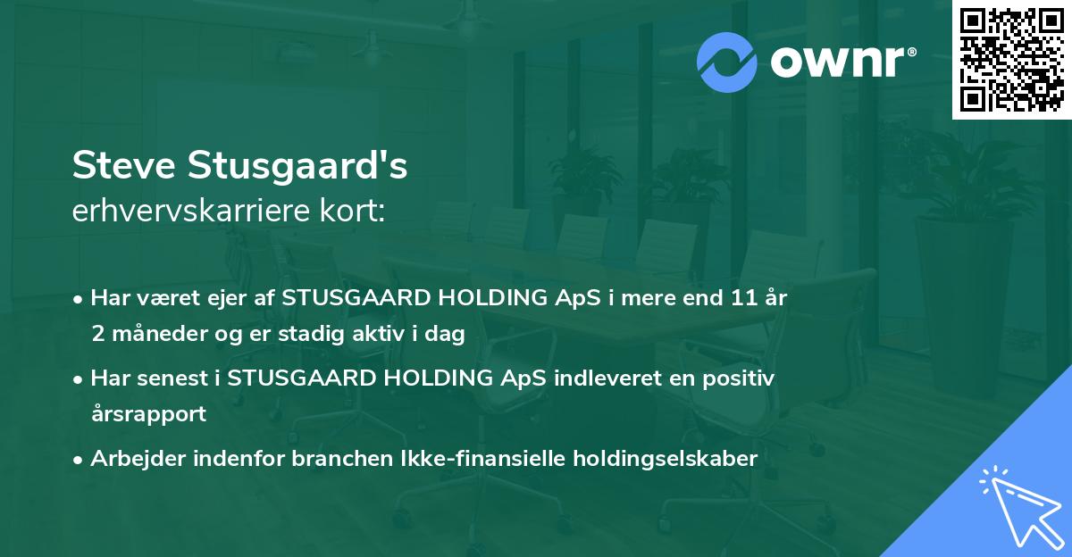 Steve Stusgaard's erhvervskarriere kort