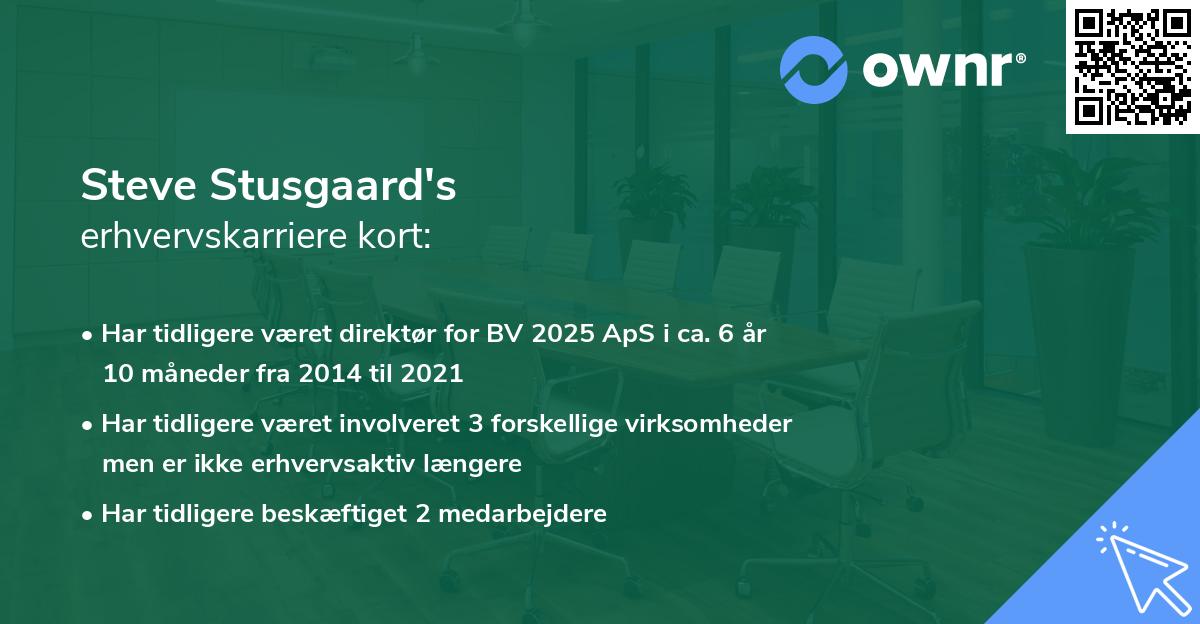 Steve Stusgaard's erhvervskarriere kort
