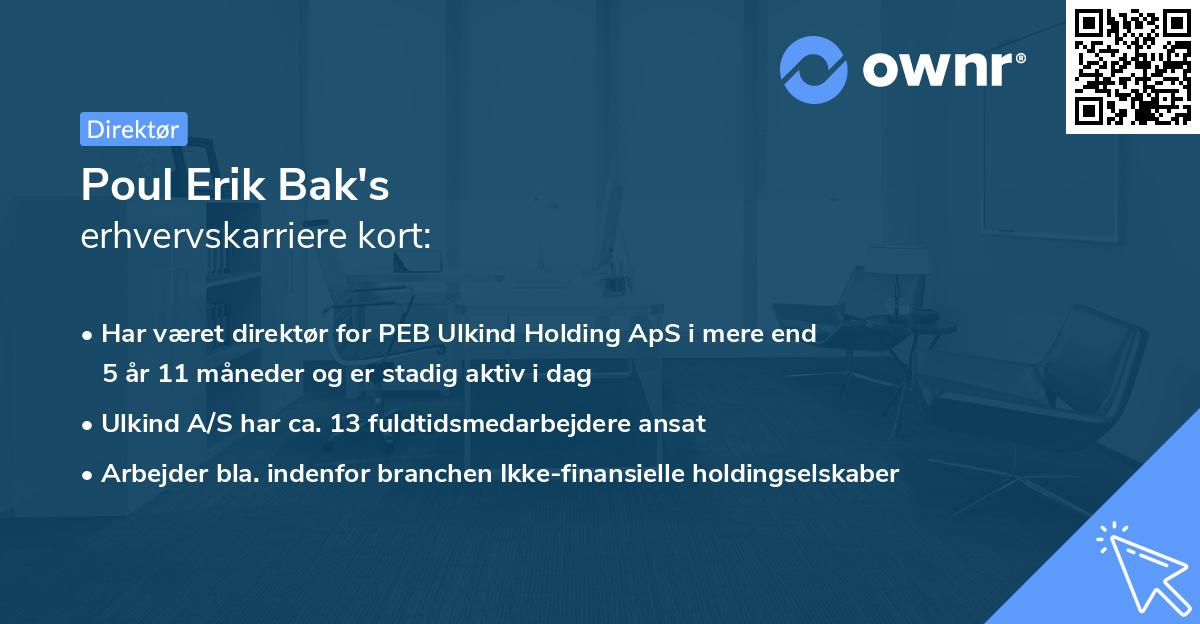 Poul Erik Bak's erhvervskarriere kort
