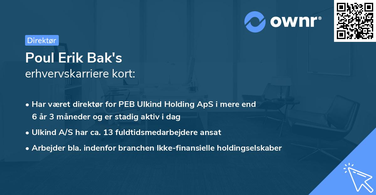 Poul Erik Bak's erhvervskarriere kort