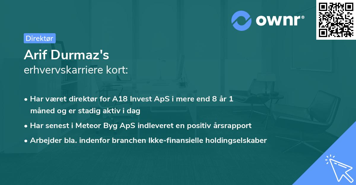 Arif Durmaz's erhvervskarriere kort