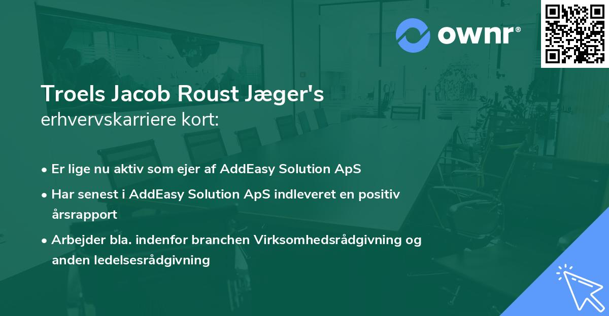 Troels Jacob Roust Jæger's erhvervskarriere kort