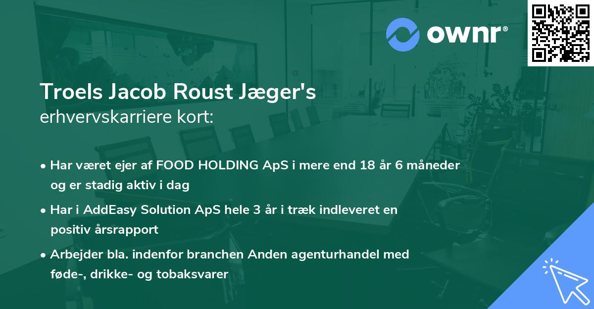 Troels Jacob Roust Jæger's erhvervskarriere kort