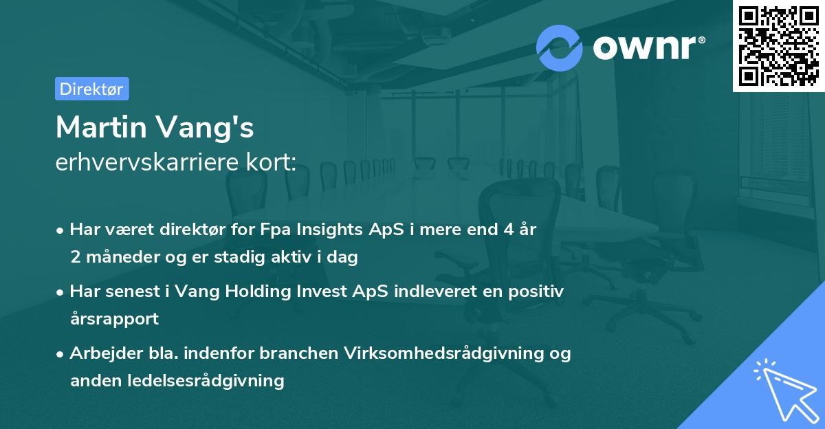 Martin Vang's erhvervskarriere kort