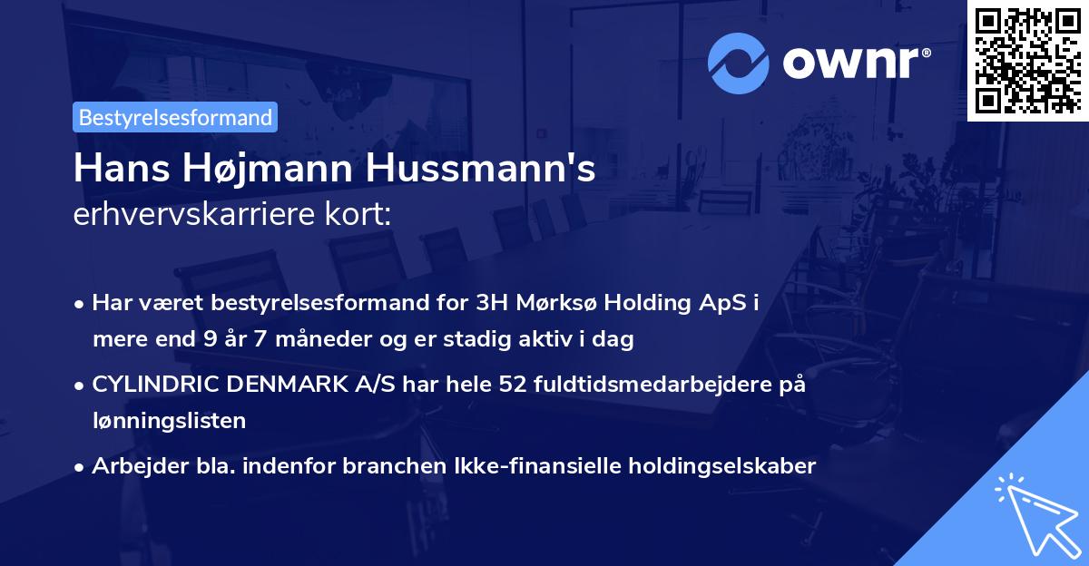 Hans Højmann Hussmann's erhvervskarriere kort