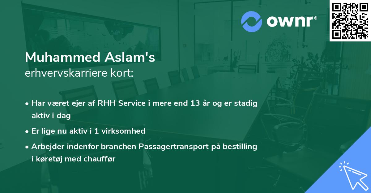 Muhammed Aslam's erhvervskarriere kort