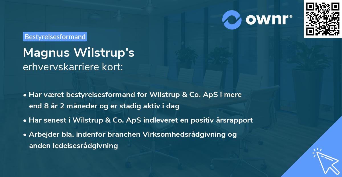 Magnus Wilstrup's erhvervskarriere kort