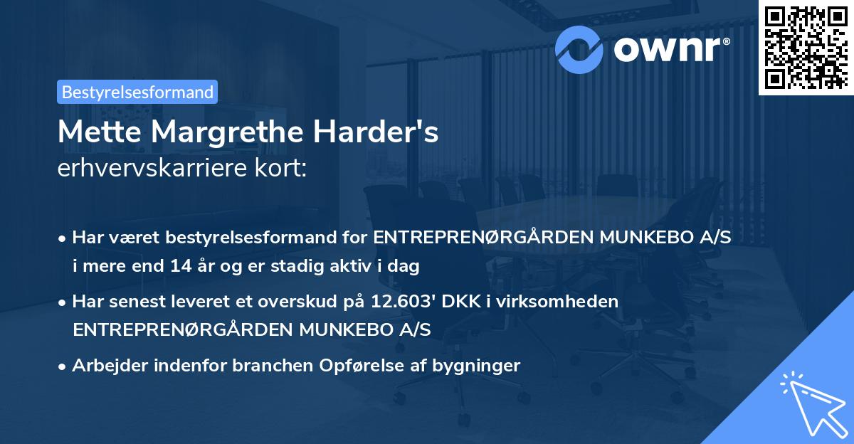 Mette Margrethe Harder's erhvervskarriere kort