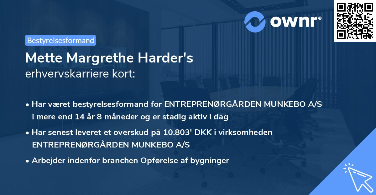 Mette Margrethe Harder's erhvervskarriere kort