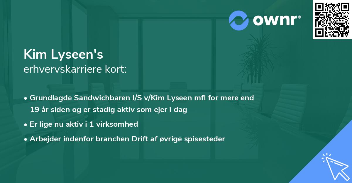 Kim Lyseen's erhvervskarriere kort