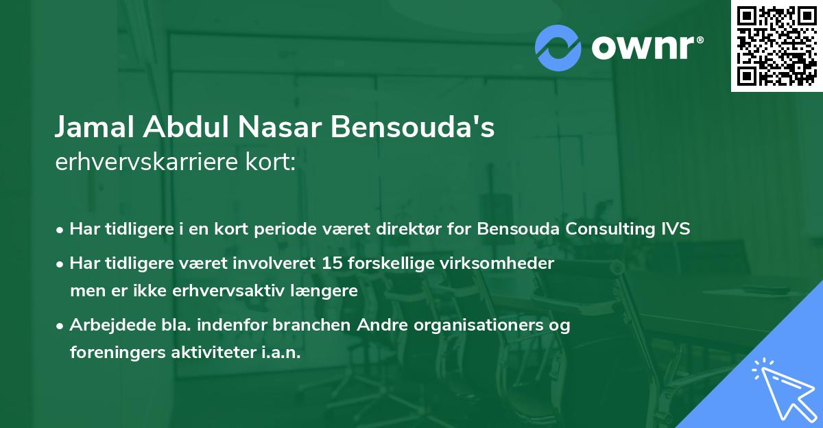 Jamal Abdul Nasar Bensouda's erhvervskarriere kort